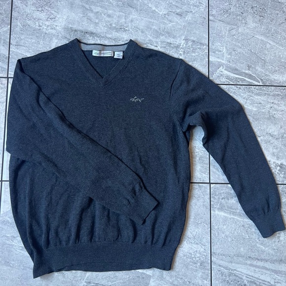 Greg Norman V-neck Men's Grey Pullover 100% Cotton Sweater Size L - Picture 1 of 7